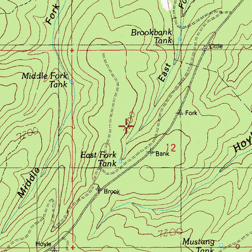 Topographic Map of Middle Fork Tank, AZ
