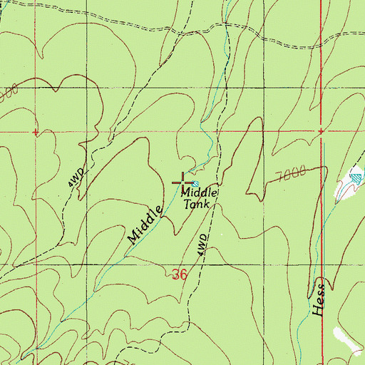 Topographic Map of Middle Tank, AZ