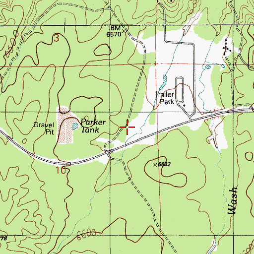Topographic Map of Parker Number One Tank, AZ