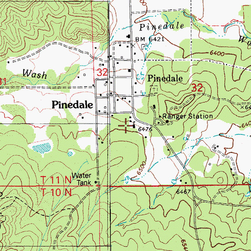 Topographic Map of Pinedale School, AZ