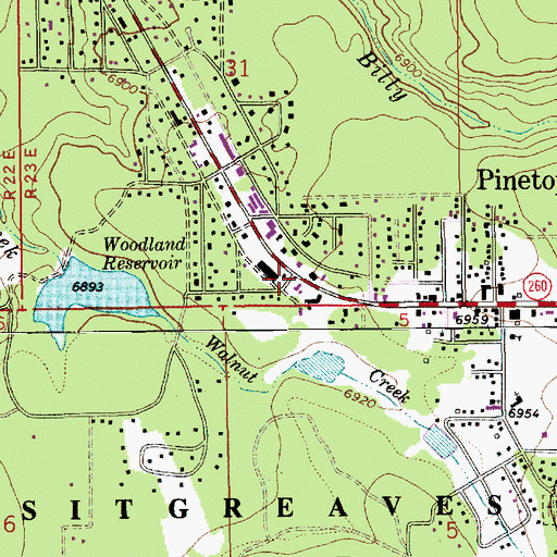 Topographic Map of Ponderosa Plaza Shopping Center, AZ