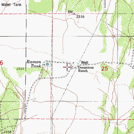 Topographic Map of Donaldson Ranch, AZ