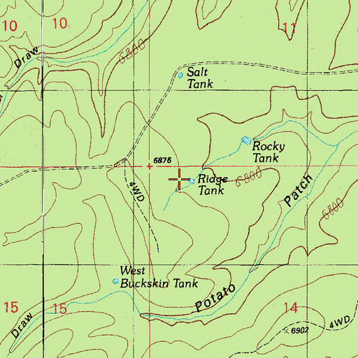 Topographic Map of Ridge Tank, AZ