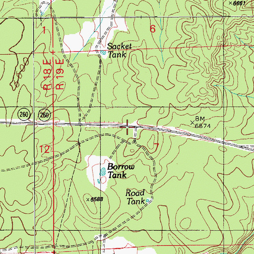 Topographic Map of Road Tank, AZ