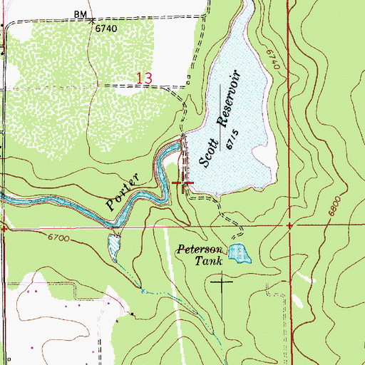 Topographic Map of Scott Dam, AZ