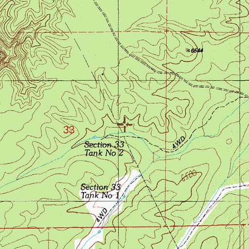 Topographic Map of Section Thirty-three Number Two Tank, AZ