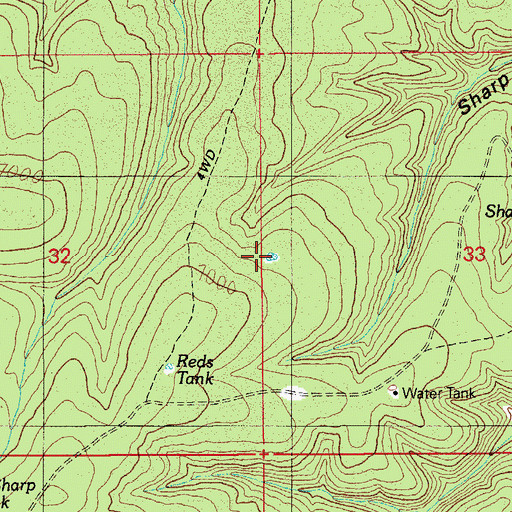 Topographic Map of Sharp Hollow Tank, AZ