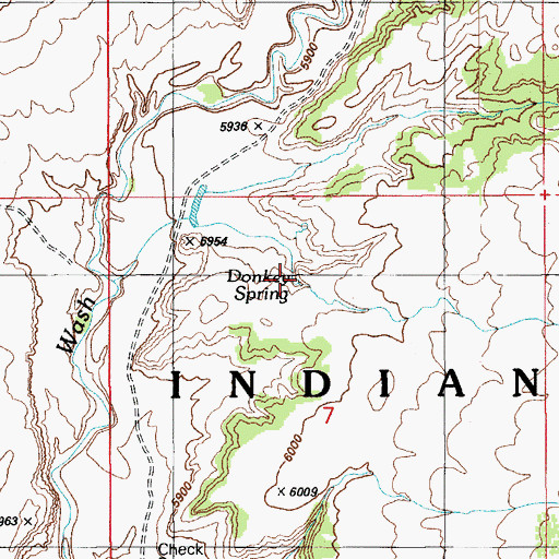 Topographic Map of Donkey Spring, AZ