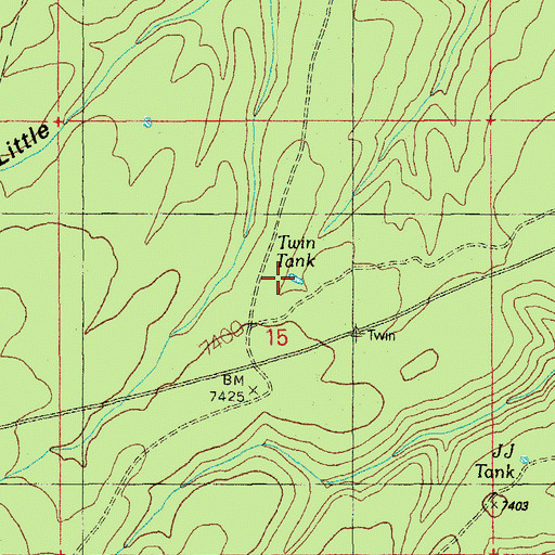 Topographic Map of Twin Tank, AZ
