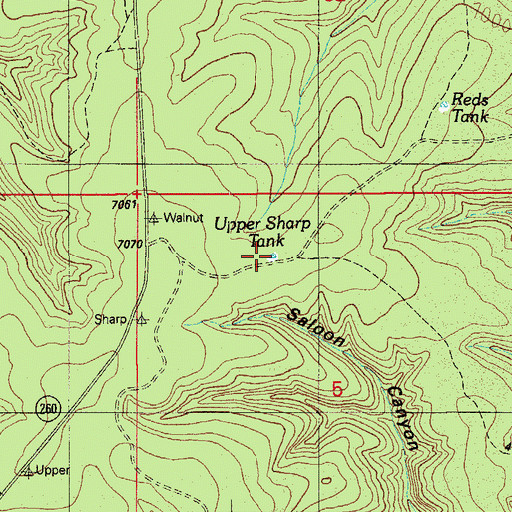 Topographic Map of Upper Sharp Tank, AZ