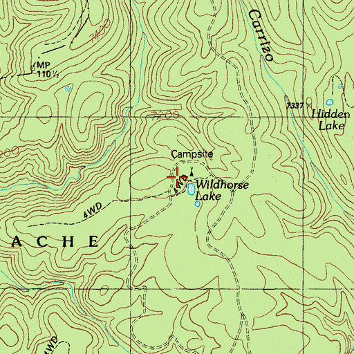 Topographic Map of Wildhorse Lake Campground, AZ