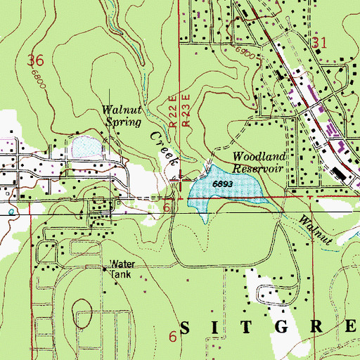 Topographic Map of Woodland Dam, AZ