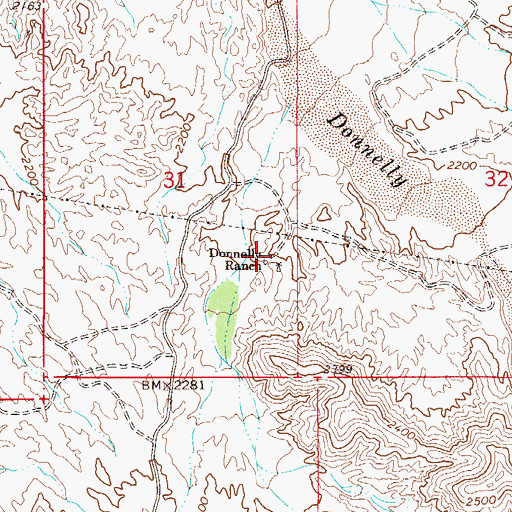 Topographic Map of Donnelly Ranch, AZ