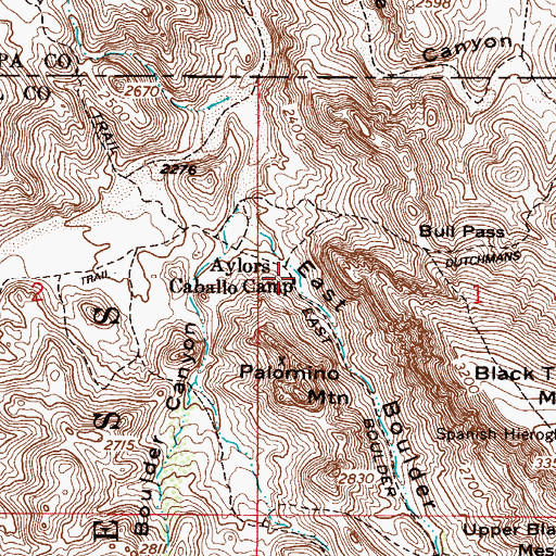 Topographic Map of Aylors Caballo Camp, AZ