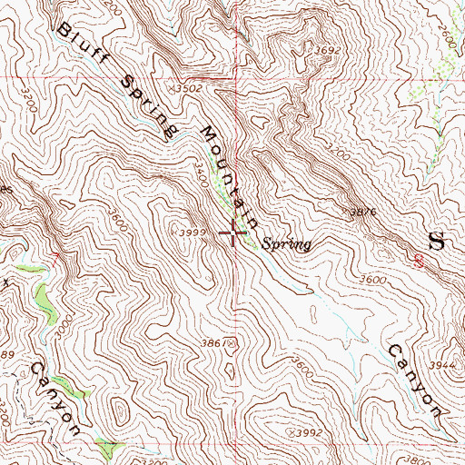 Topographic Map of Bluff Spring Mountain Spring, AZ