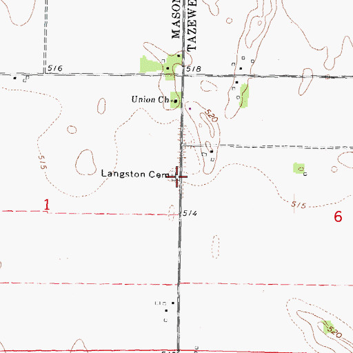 Topographic Map of Langston Cemetery, IL