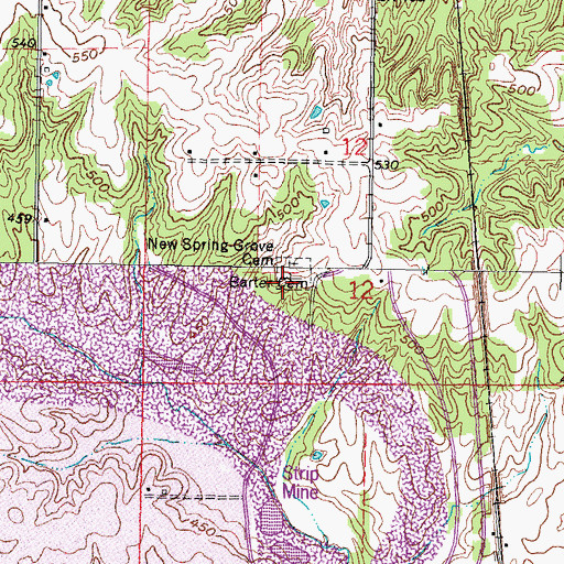 Topographic Map of Barter Cemetery, IL