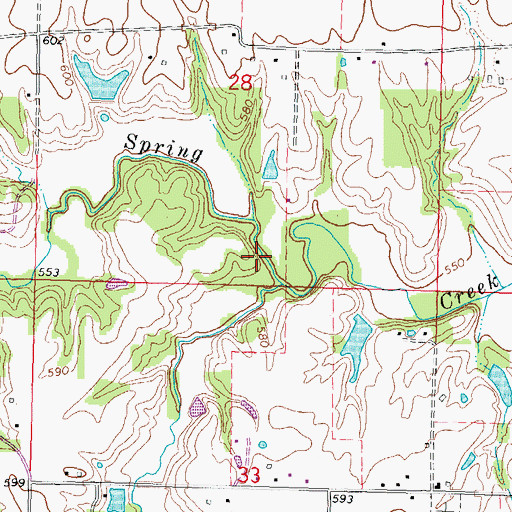 Topographic Map of Archer Creek, IL