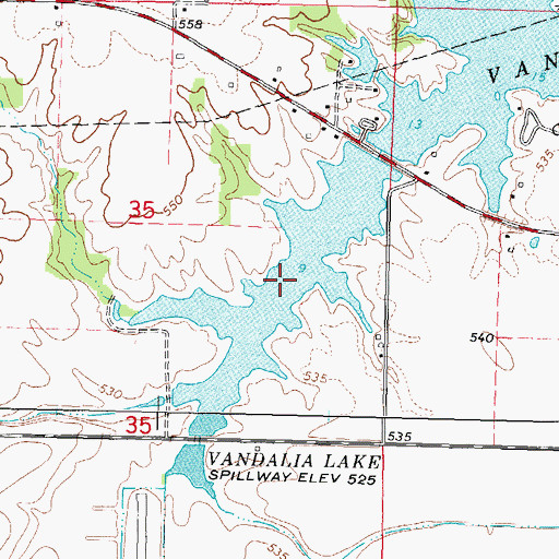 Topographic Map of Vandalia Lake, IL