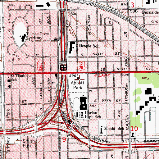 Topographic Map of Abbott Park, IL