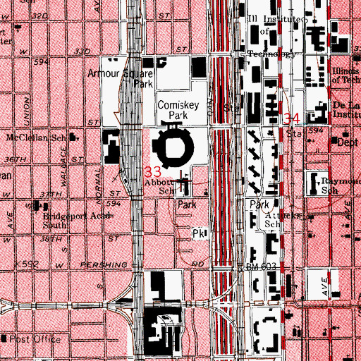 Topographic Map of Abbott Elementary School, IL