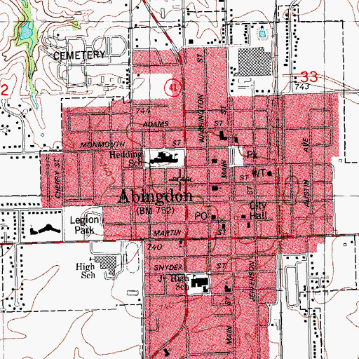 Topographic Map of Abingdon, IL
