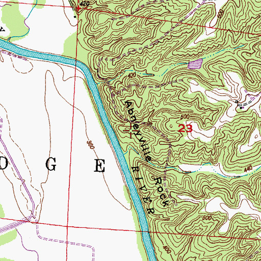 Topographic Map of Abneyville Rock, IL