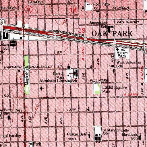 Topographic Map of Abraham Lincoln Elementary School, IL