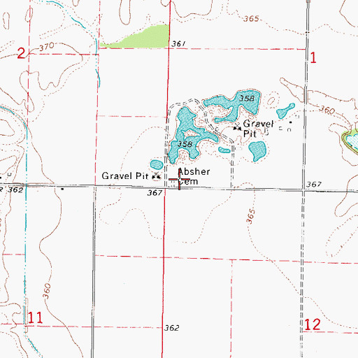 Topographic Map of Absher Family Cemetery, IL