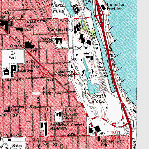 Topographic Map of Academy of Sciences, IL