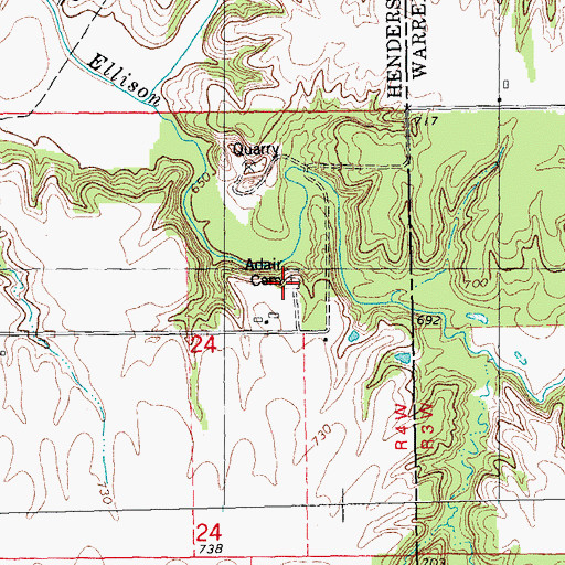 Topographic Map of Adair Cemetery, IL
