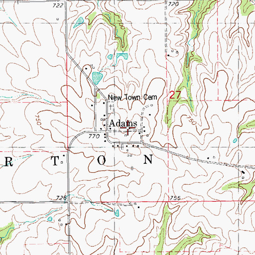 Topographic Map of Adams, IL
