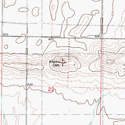 Topographic Map of Adams Cemetery, IL