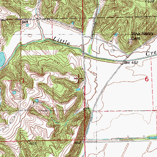 Topographic Map of Adams School (historical), IL