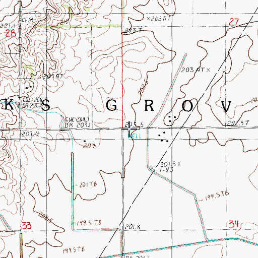 Topographic Map of Adams School (historical), IL