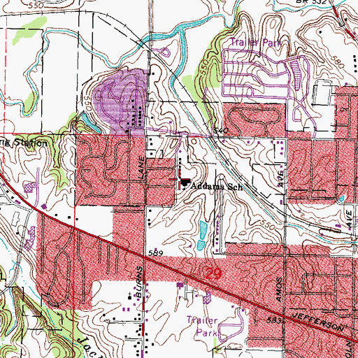 Topographic Map of Jane Addams Elementary School, IL
