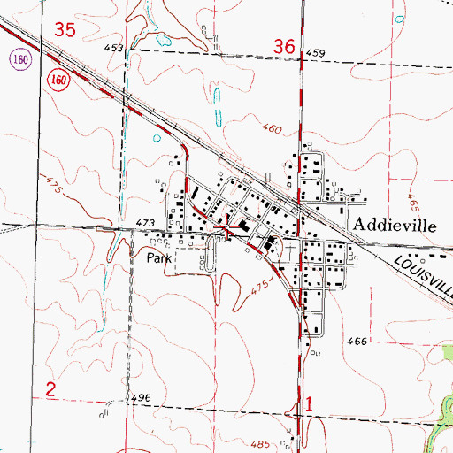Topographic Map of Addieville, IL
