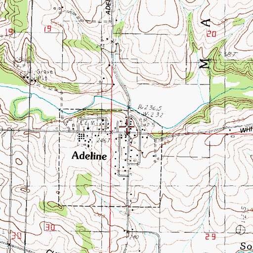 Topographic Map of Adeline, IL