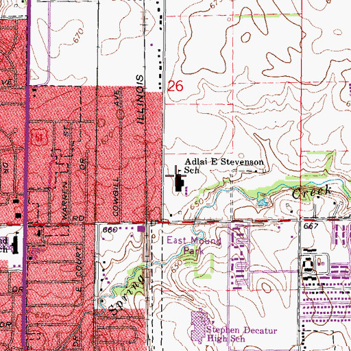 Topographic Map of Stevenson Elementary School, IL