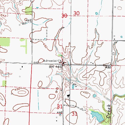 Topographic Map of Adventist Church, IL