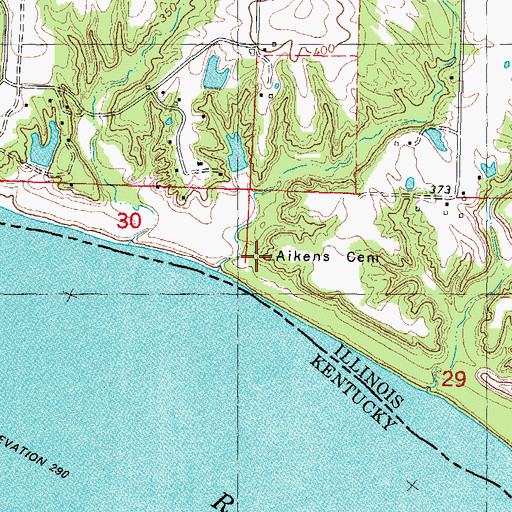 Topographic Map of Aikins Cemetery, IL