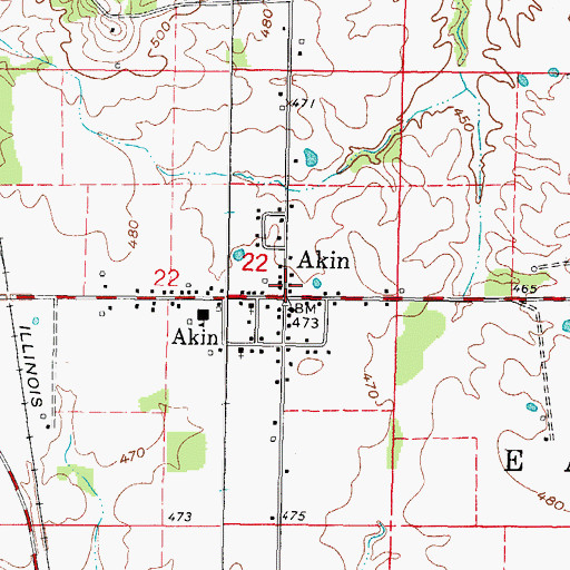 Topographic Map of Akin, IL