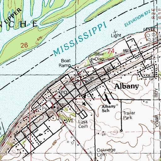 Topographic Map of Albany, IL