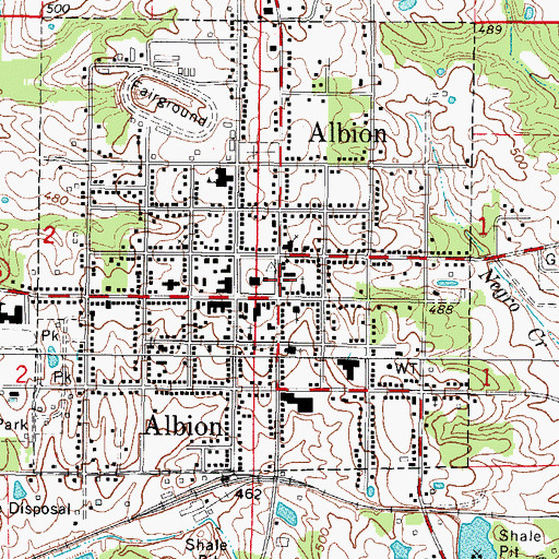 Topographic Map of Albion, IL