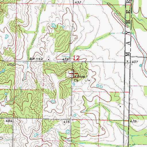 Topographic Map of Albion Church, IL