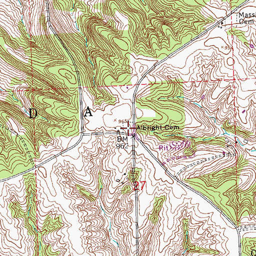 Topographic Map of Albright Cemetery, IL