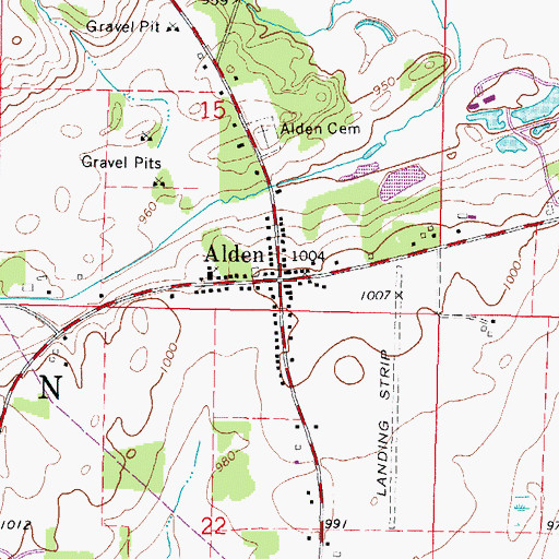 Topographic Map of Alden, IL