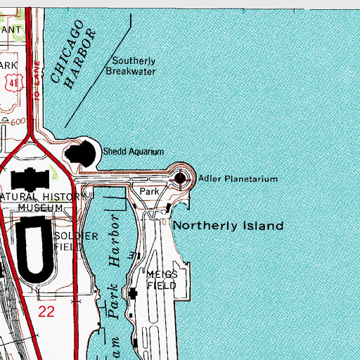 Topographic Map of Adler Planetarium, IL