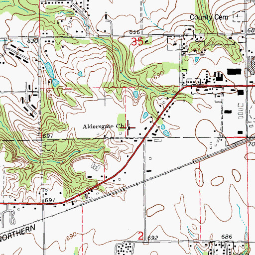 Topographic Map of Aldersgate Free Methodist Church, IL