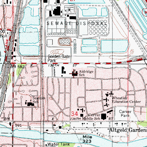 Topographic Map of Aldridge Elementary School, IL